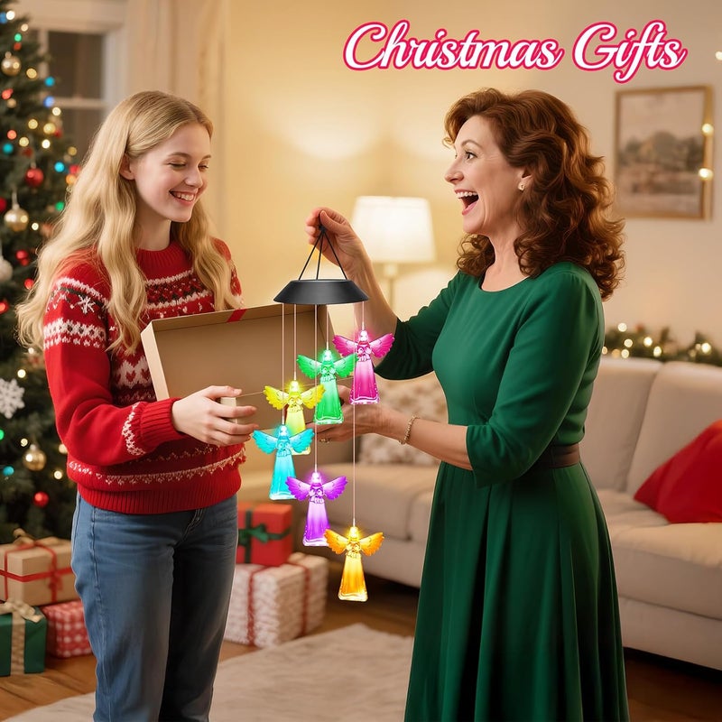 Winzwon Christmas White Elephant Gifts for Women Grandma Wife Sister, Solar Lights Outdoor Wind Chimes for Outside Garden Yard Patio Porch Decor Hanging Rose Decorations, Mothers Day Mom Gift - Image 2
